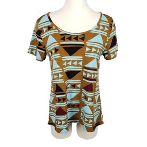 LulaRoe Classic Tee Womens Size Small Printed Aztec Boho Retro Tunic Top